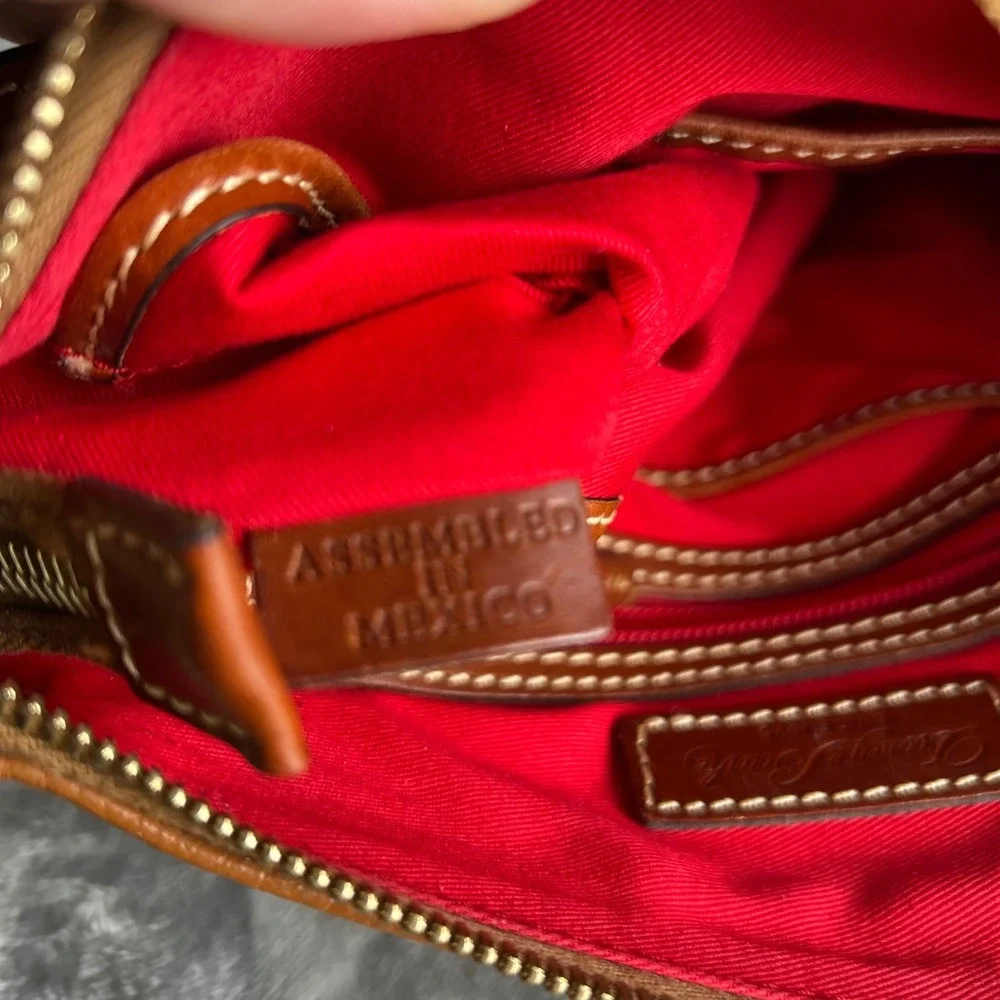 Dooney & Bourke Pebble Grain Leather North South Crossbody‎ Bag Caramel Tan